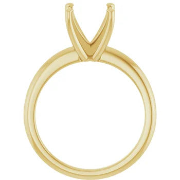 14K Yellow 8 mm Cushion Solitaire Engagement Ring Mounting
