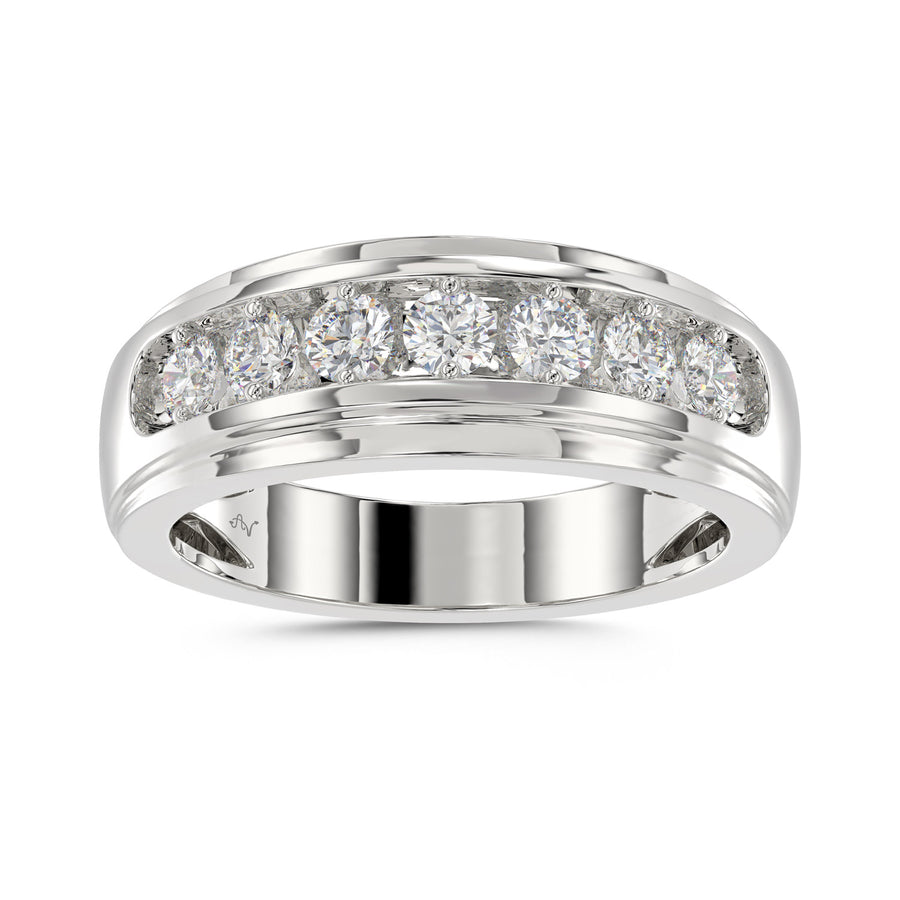 MEN’S BAND 1.00CT ROUND DIAMOND 10K WHITE GOLD