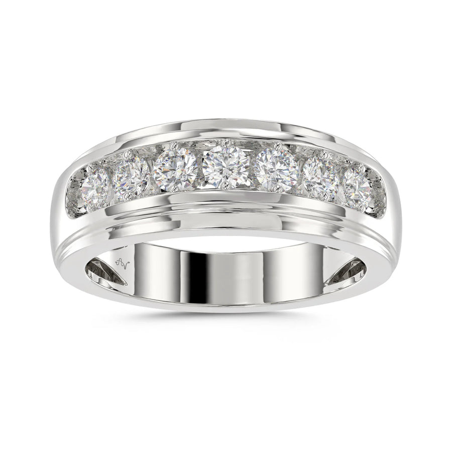 MEN'S BAND 0.50CT ROUND DIAMOND 10K WHITE GOLD