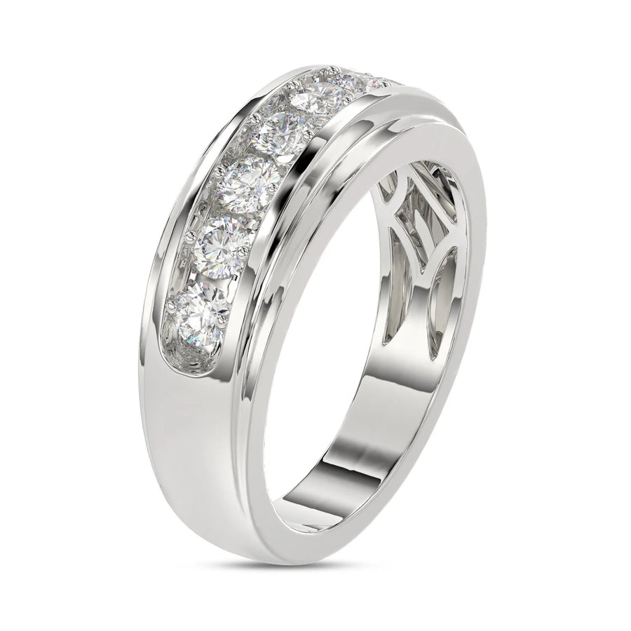 MEN'S BAND 0.50CT ROUND DIAMOND 10K WHITE GOLD