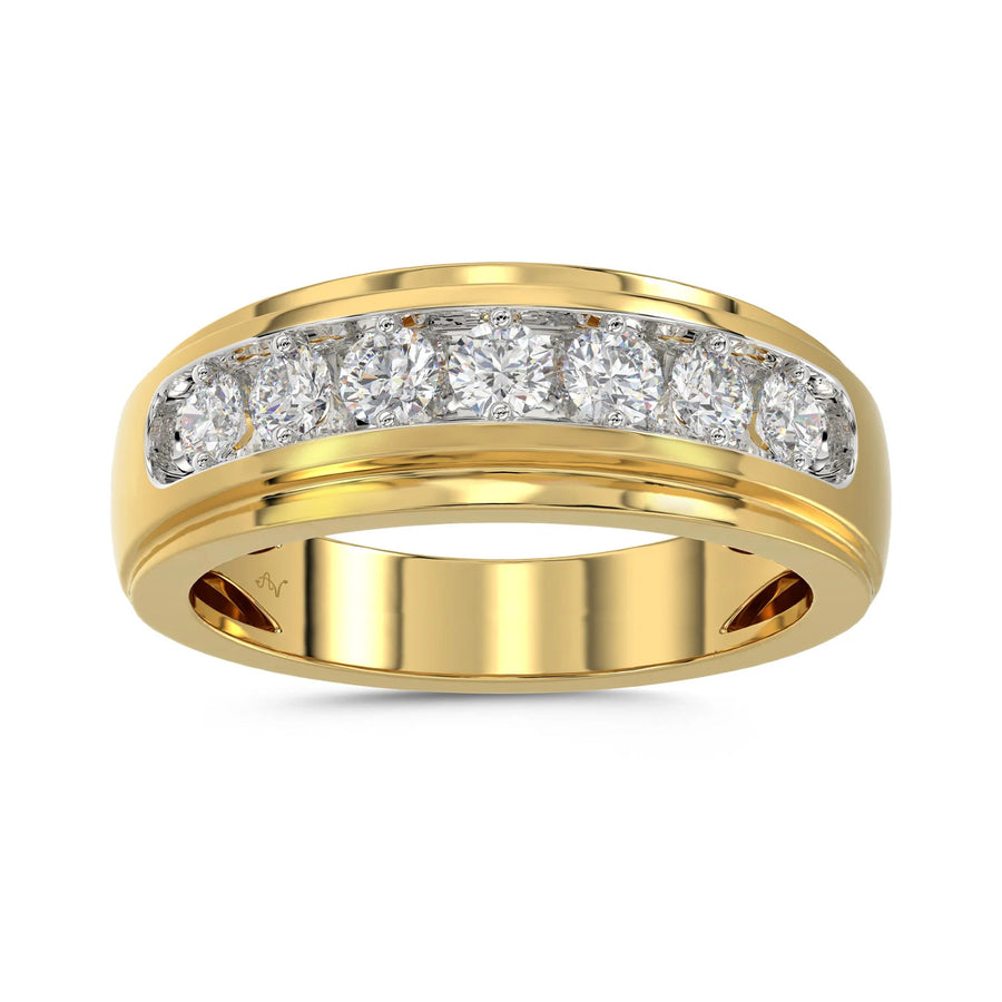 MEN'S BAND 1.00CT ROUND DIAMOND 10K YELLOW GOLD