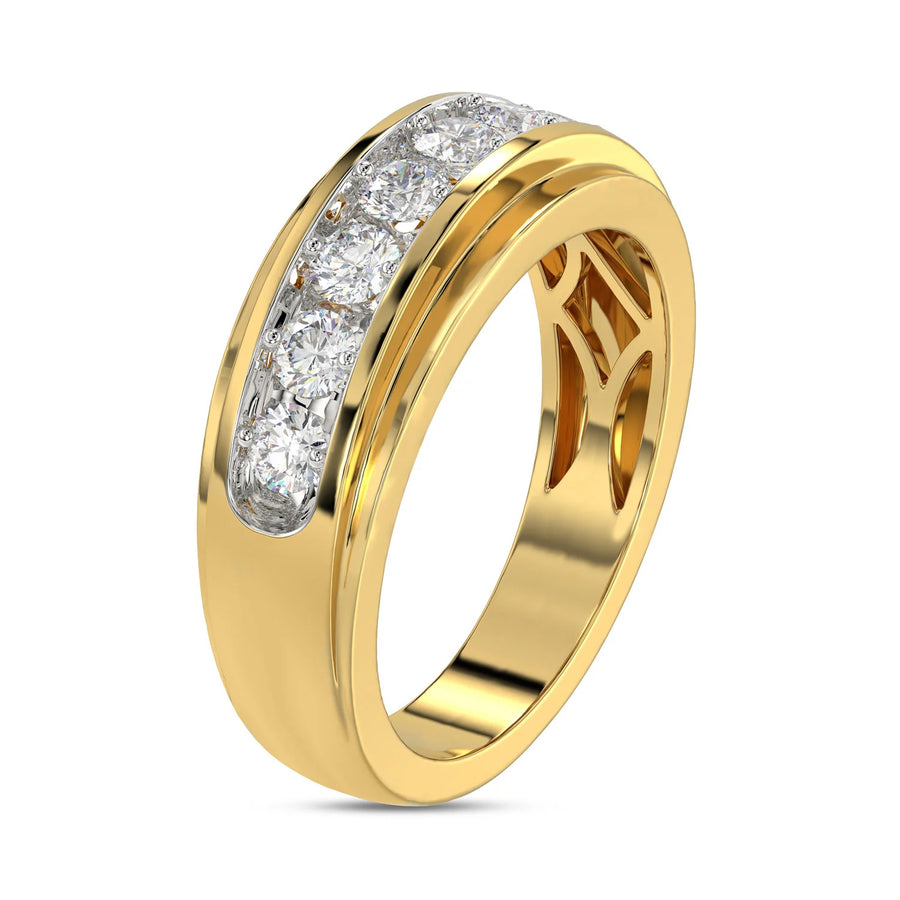 MEN'S BAND 1.00CT ROUND DIAMOND 10K YELLOW GOLD
