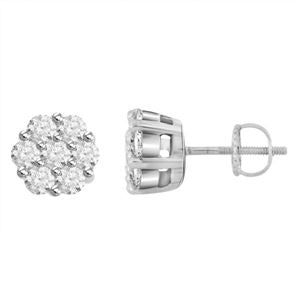 White Gold Diamond Flower Studs .33CTW