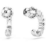Mini Hoop hoop earrings Round cut, White, Rhodium plated