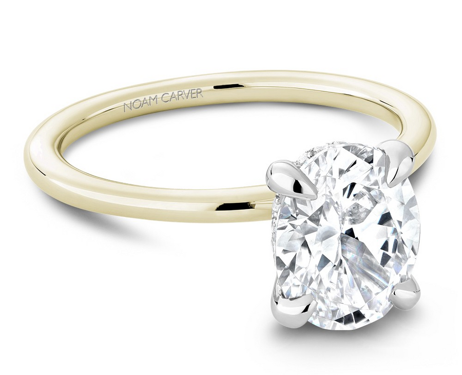 Noam Carver 14K Yellow Gold .05cttw diamond hidden halo Enga...