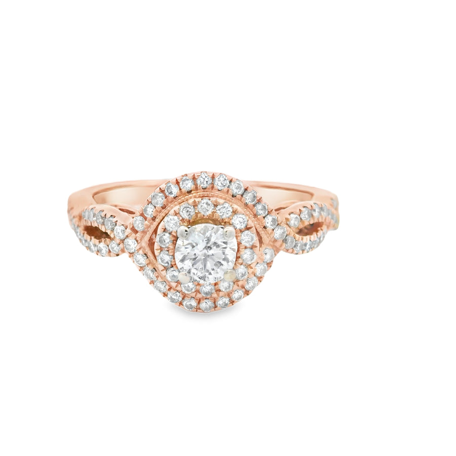 Rose Gold Twist Halo 1CTW Diamond Engagement Ring