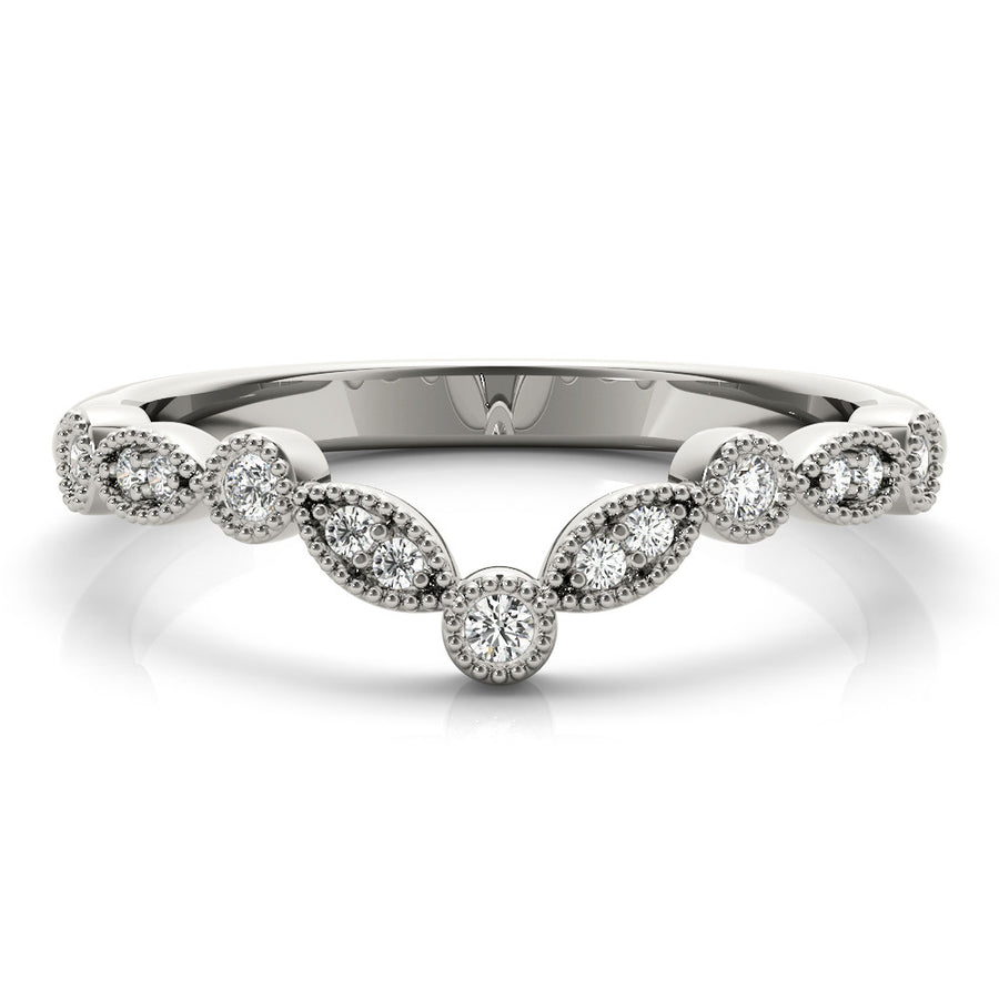 Vintage Inspired Curved Diamond Wedding Band