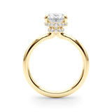 Overnight 14K Gold Oval Engagement Ring Setting with 0.26cttw Halo & Hidden Halo Diamonds (Model 85449-10X7)