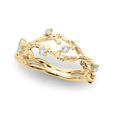 Overnight 14K Gold Wedding Band – Branch Motif with Diamond Fashion Design (Model 85493)