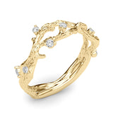Overnight 14K Gold Wedding Band – Branch Motif with Diamond Fashion Design (Model 85493)