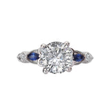 Diamond and Sapphire Semi-Mount Engagement Ring