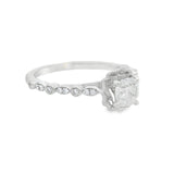 GIA Certified Cushion Diamond Halo Style Engagement RIng