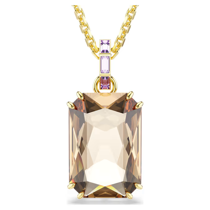 Millenia pendant Octagon cut, Caramel, Gold-tone plated