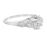 Vintage Platinum Five Stone European Cut Diamond Ring