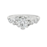 Vintage Platinum Five Stone European Cut Diamond Ring