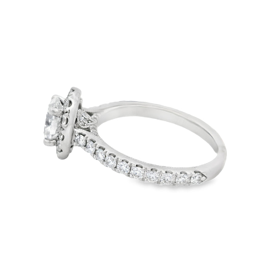 Vibrant 1 3/8ctw Oval Halo Diamond Engagement Ring