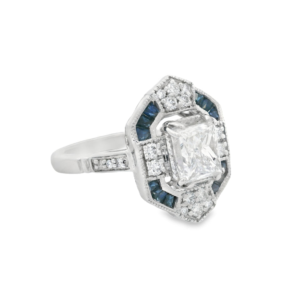 Vintage Inspired Diamond And Sapphire Engagement Ring