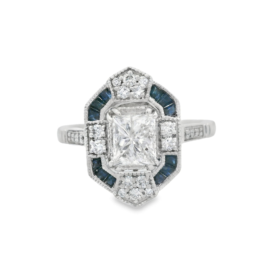 Vintage Inspired Diamond And Sapphire Engagement Ring