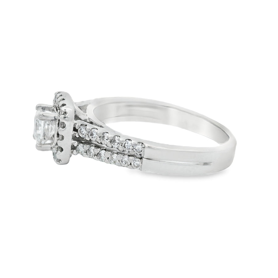 Princess Cut Halo Double Shank Engagement Ring