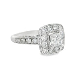 White Gold Princess Halo Diamond Engagement Ring