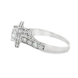 White Gold Princess Halo Diamond Engagement Ring