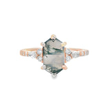 Rose Gold Moss Agate Diamond Engagement Ring