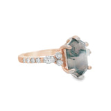 Rose Gold Moss Agate Diamond Engagement Ring