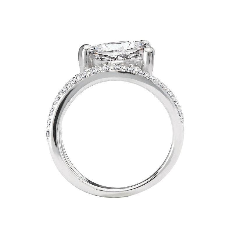 Semi-Mount Diamond Wave Band Engagement Ring