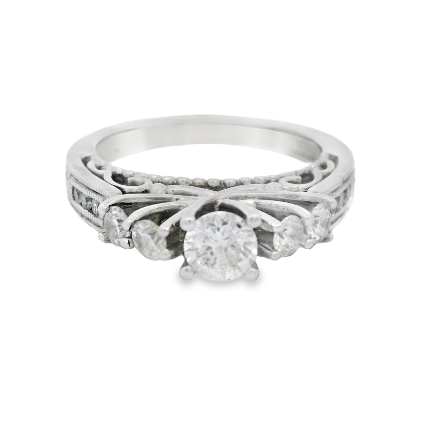 Five Stone Diamond Vintage Style Engagement Ring