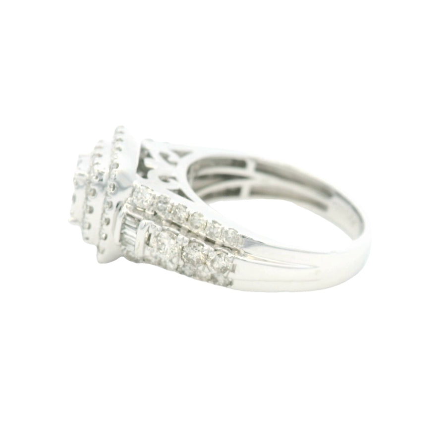 14K White Gold Double Halo 1 ½ cttw Diamond Ring