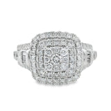 White Gold Double Halo Composite Diamond Engagement Ring