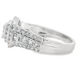 White Gold Double Halo Composite Diamond Engagement Ring