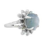 18KT Vintage Blue Star Sapphire Halo Diamond Ring