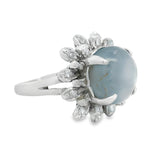 18KT Vintage Blue Star Sapphire Halo Diamond Ring