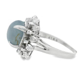 18KT Vintage Blue Star Sapphire Halo Diamond Ring