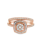 Rose Gold Composite Halo Diamond Wedding Set