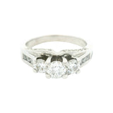 14K White Gold 1ctw Diamond Trio Engagement Ring