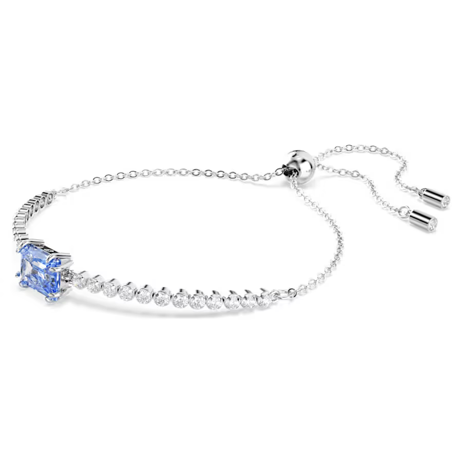 Matrix Tennis bracelet Mixed cuts, Blue, Rhodium plated