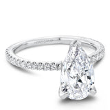 Noam Carver A060-04A – Premium Classic Three-Prong Diamond Accented Solitaire Engagement Ring, 14K White Gold