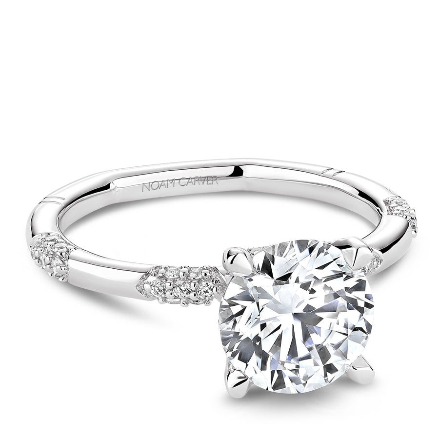 Noam Carver Classic Sidestone Engagement Ring – A089-01A (Platinum)