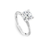 Noam Carver A089-01WZ-FCYB – Contemporary Station Style Diamond Engagement Ring, Platinum with Accent Diamonds