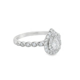 White Gold Pear Double Halo Diamond Engagement Ring
