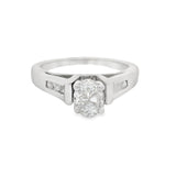 White Gold Oval Love Cut Quad Diamond Engagement Ring