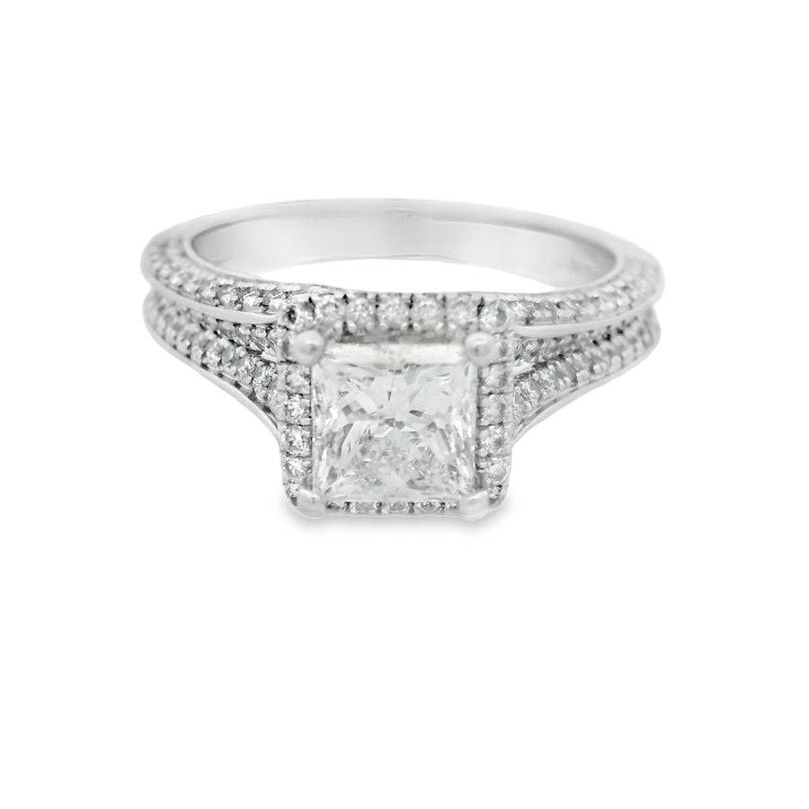 Vera Wang Love Princess Cut 1 1/2CTW Halo Engagement Ring