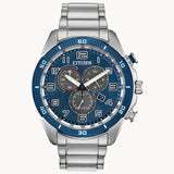 Citizen AT2440-51L – Men’s Eco-Drive Stainless Steel Chronograph Blue Dial Watch