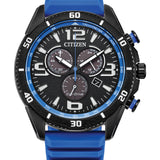 Citizen AT2586-05E Brycen – Men’s Eco-Drive Sport Chronograph Black Dial Blue Silicone Strap Watch