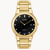 Citizen AU1062-56G Axiom – Men’s Eco-Drive Gold-Tone Black Dial Diamond Accent Stainless Steel Watch