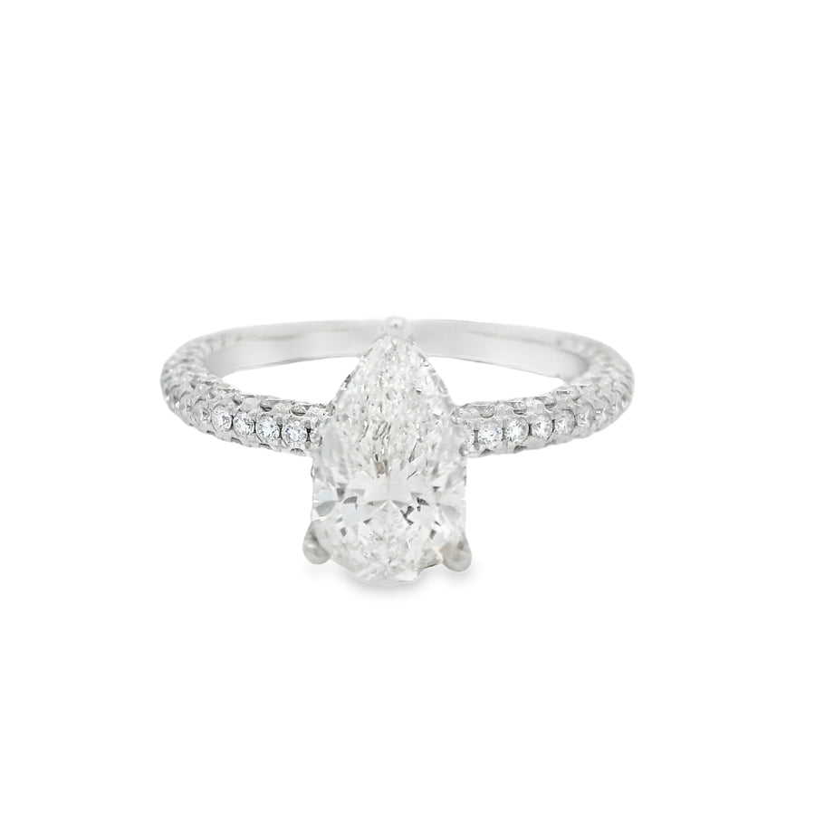 2 1/3CTW Pear Hidden Halo Engagement Ring - Lab Grown