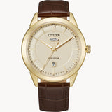 Citizen AW0092-07Q Rolan Corso – Men’s Eco-Drive Gold-Tone Champagne Dial Brown Leather Strap Watch