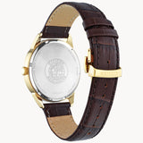 Citizen AW0092-07Q Rolan Corso – Men’s Eco-Drive Gold-Tone Champagne Dial Brown Leather Strap Watch